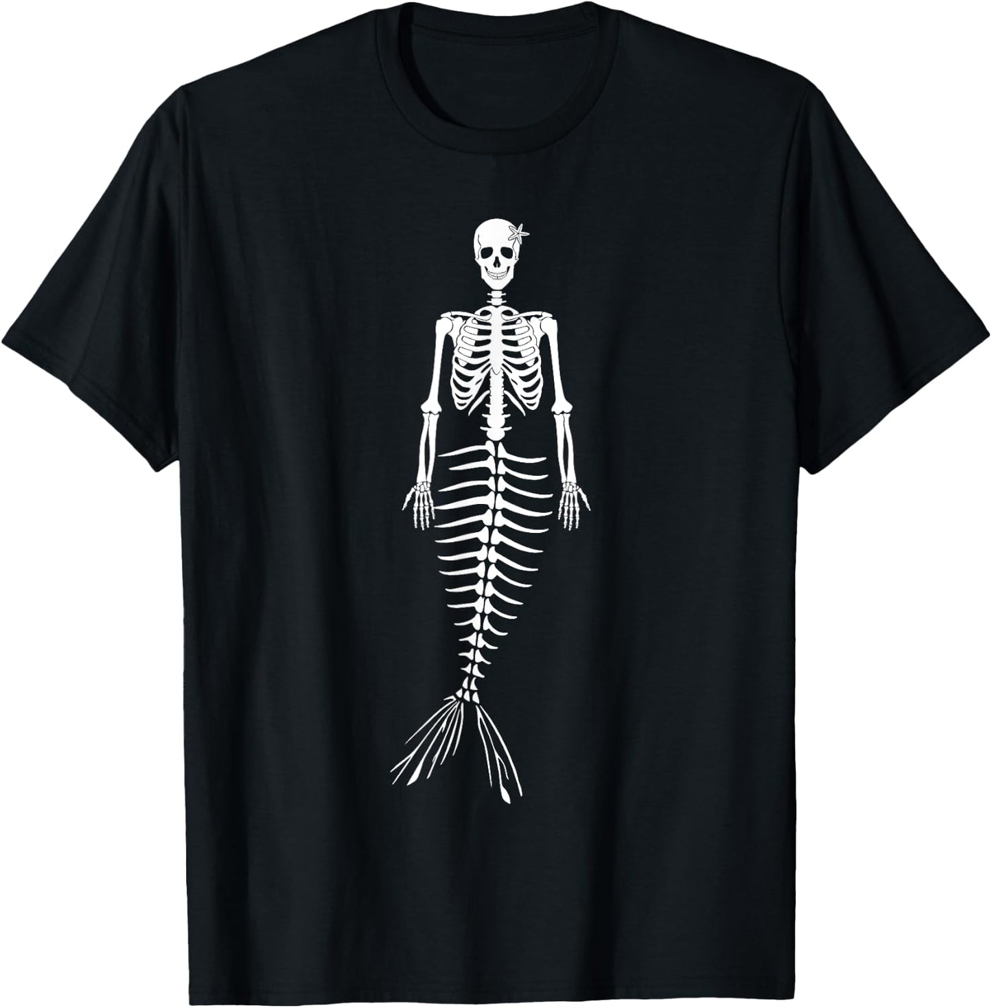 Halloween Skeletal Mermaid Skeleton Gothic Men Women Kids T-Shirt - T-Shirt | Black