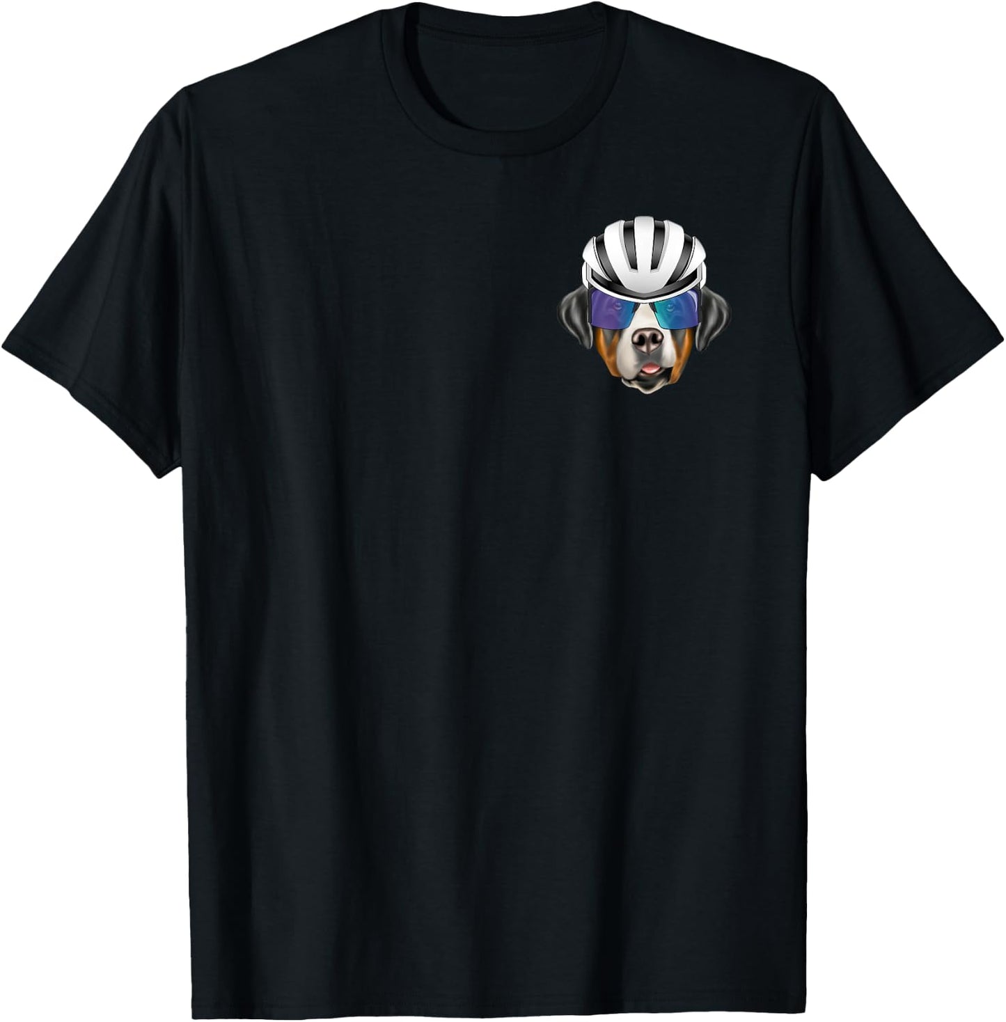 Cyclist Greater Swiss Mountain Dog Bicycle Racing Pocket T-Shirt - T-Shirt | Black