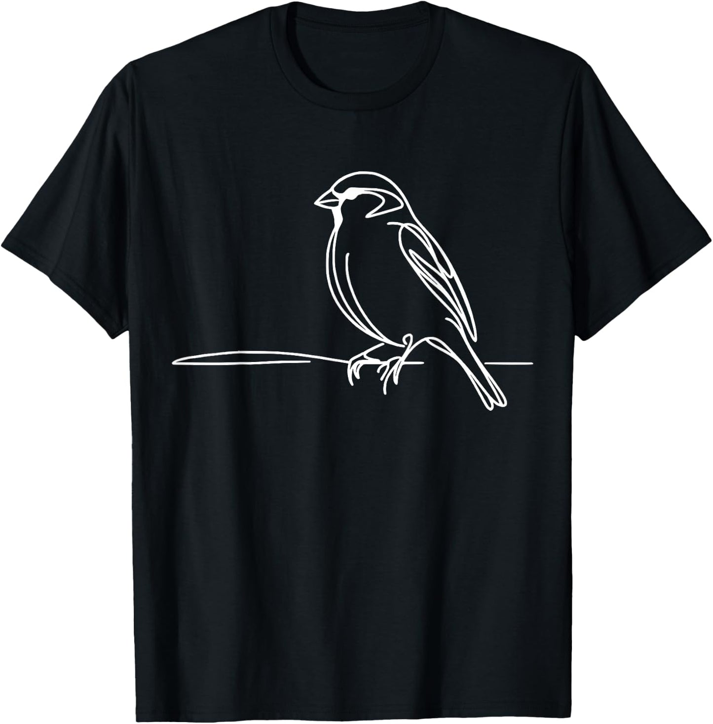 Line Art Bird & Ornithologist Saltmarsh Sparrow T-Shirt - T-Shirt | Black