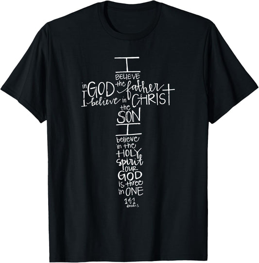 Believe In God The Father Easter Jesus Cross Christian T-Shirt - T-Shirt | Black