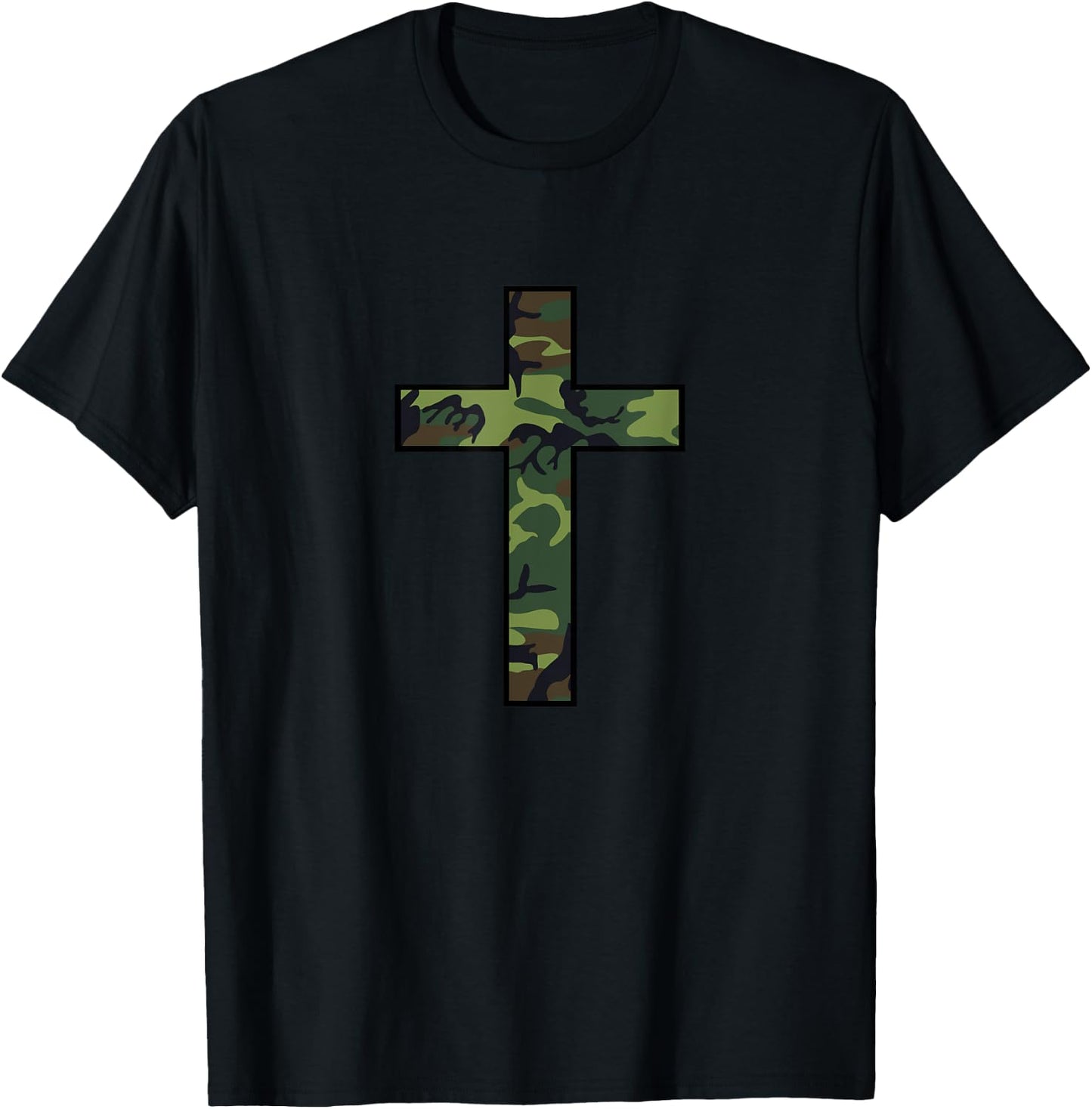 Camo Cross Christian T-Shirt - T-Shirt | Black