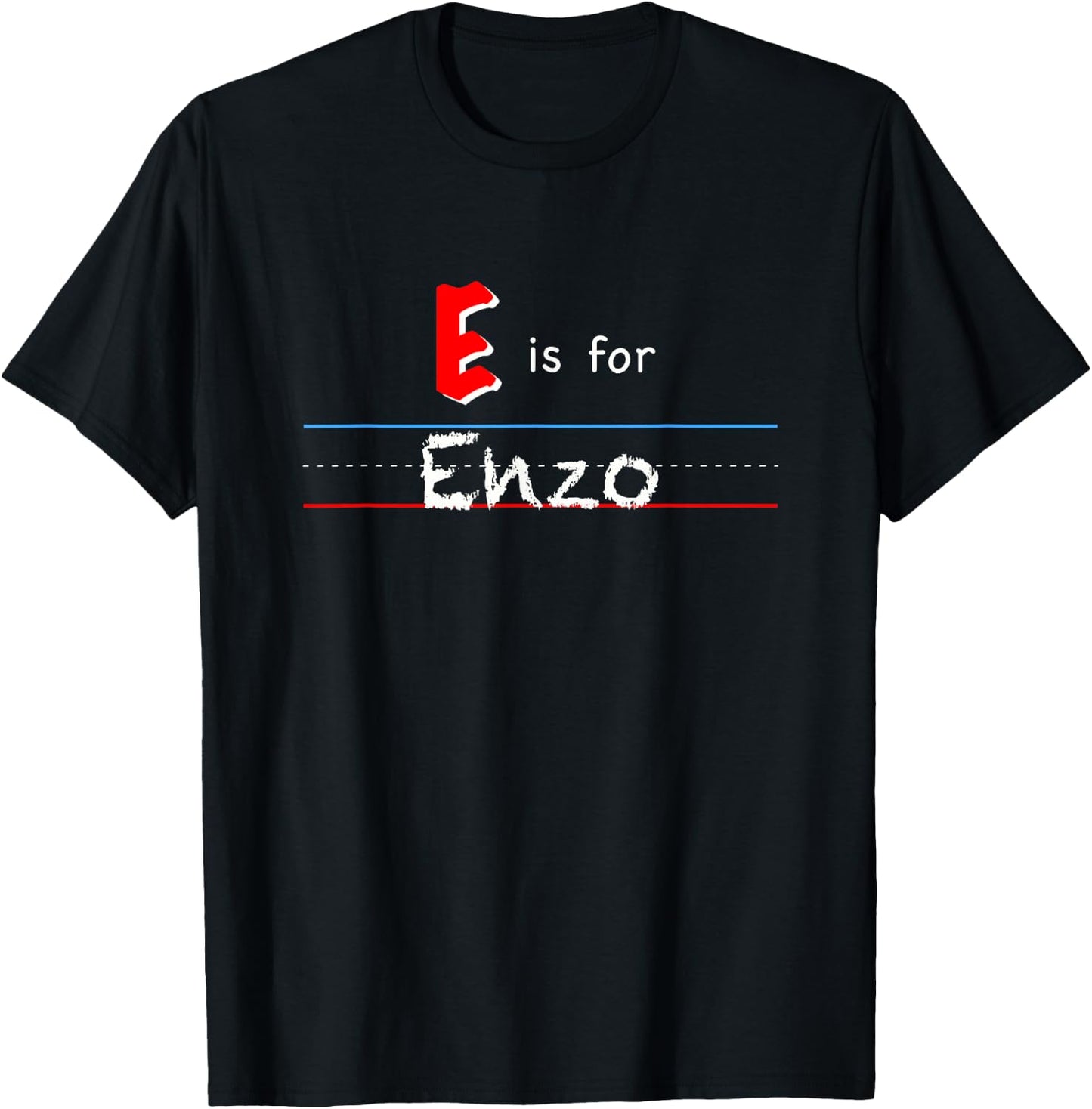 E Is For Enzo, boys custom personalized name kids school T-Shirt - T-Shirt | Black