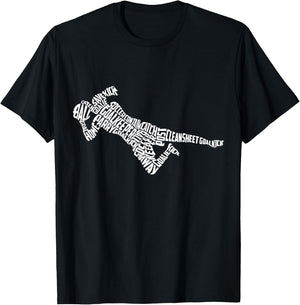 Soccer Woman Goalkeeper Typography with Goalkeeping Terms T-Shirt - T-Shirt | Black