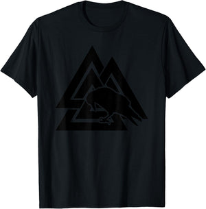 Valhalla Symbol Odin Crow Viking Warrior T-Shirt - T-Shirt | Black