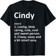 CINDY Definition Personalized Name Funny Birthday Gift T-Shirt - T-Shirt | Black
