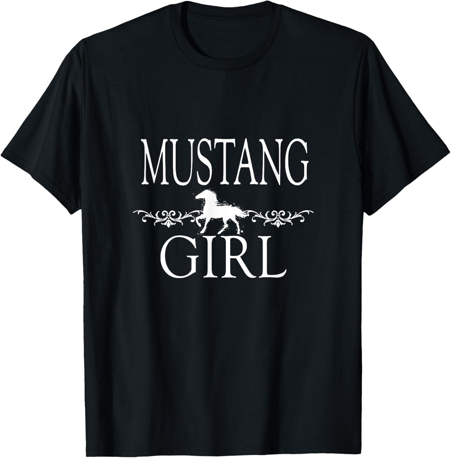 Mustang Girl Horse T-Shirt - T-Shirt | Black