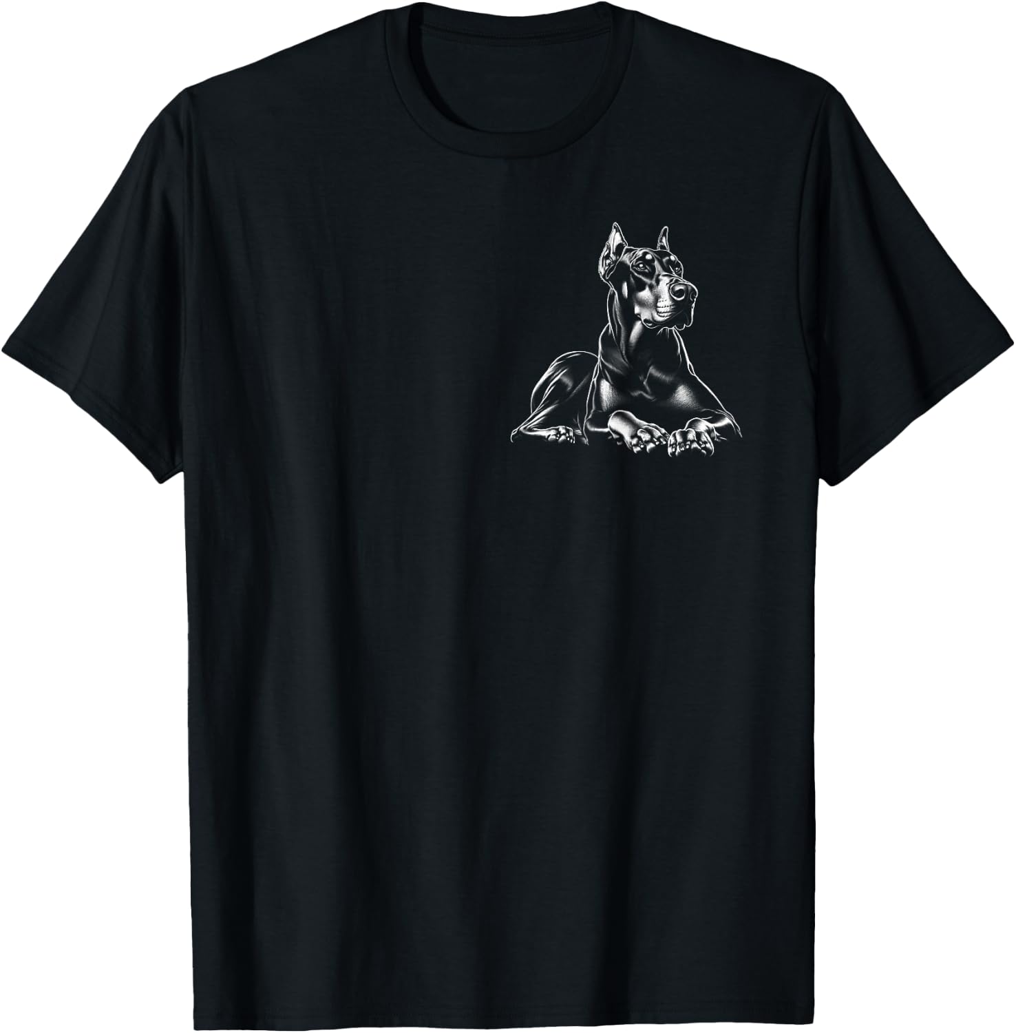 Proud Doberman in Lying Pose on Chest T-Shirt - T-Shirt | Black