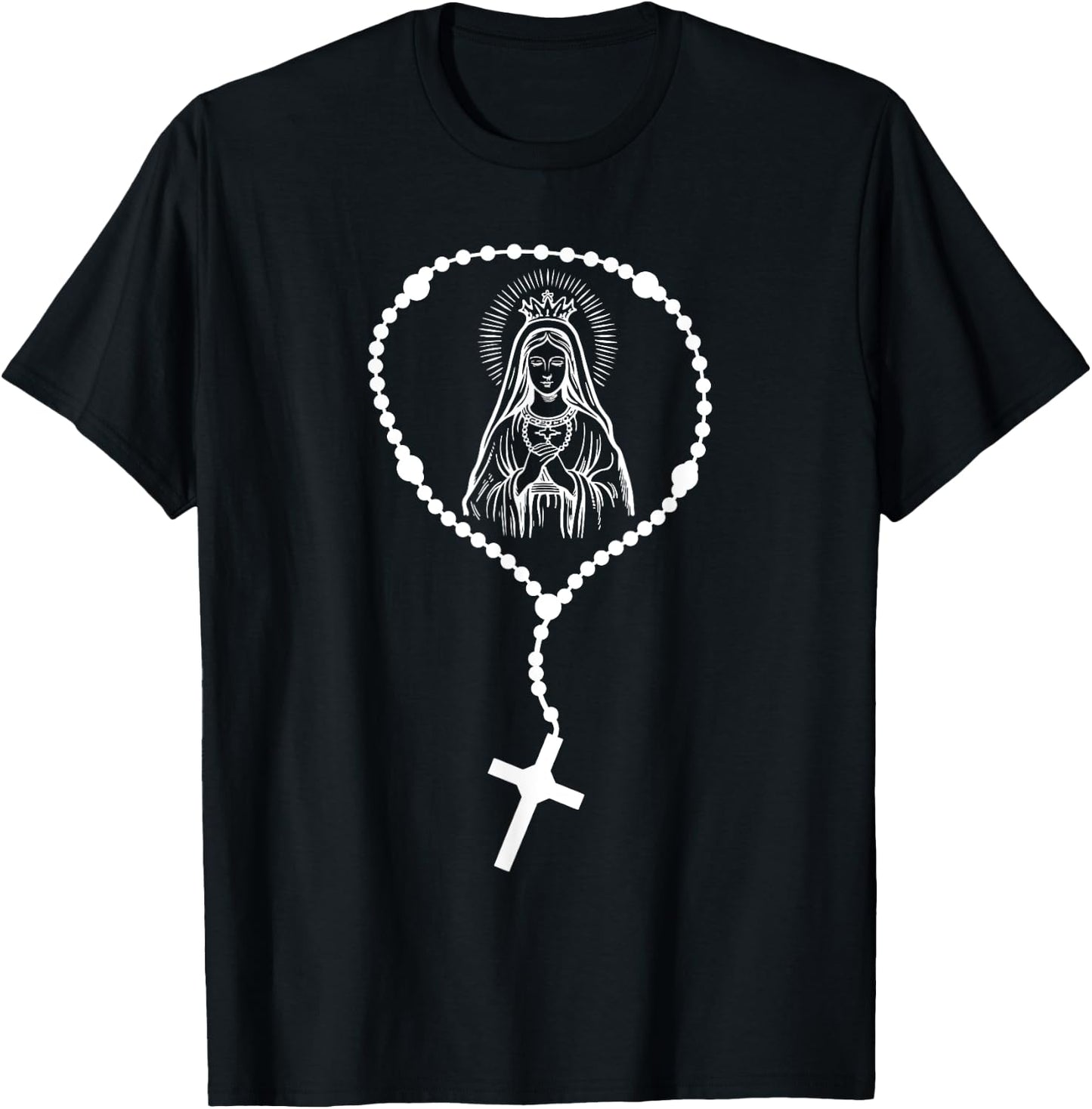 Catholic Virgin Mary Holy Rosary T-Shirt - T-Shirt | Black