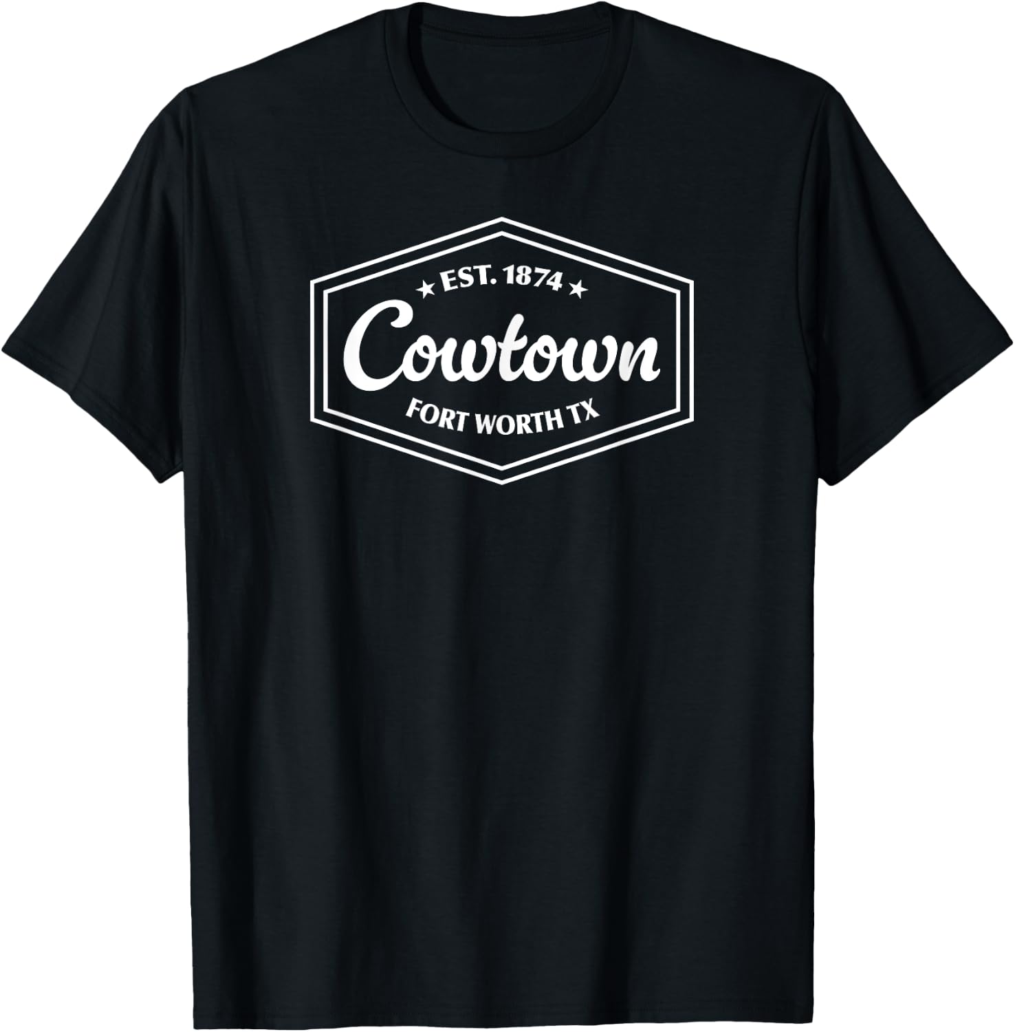 COWTOWN Fort Worth TX Emblem Design Est. Established 1874 T-Shirt - T-Shirt | Black