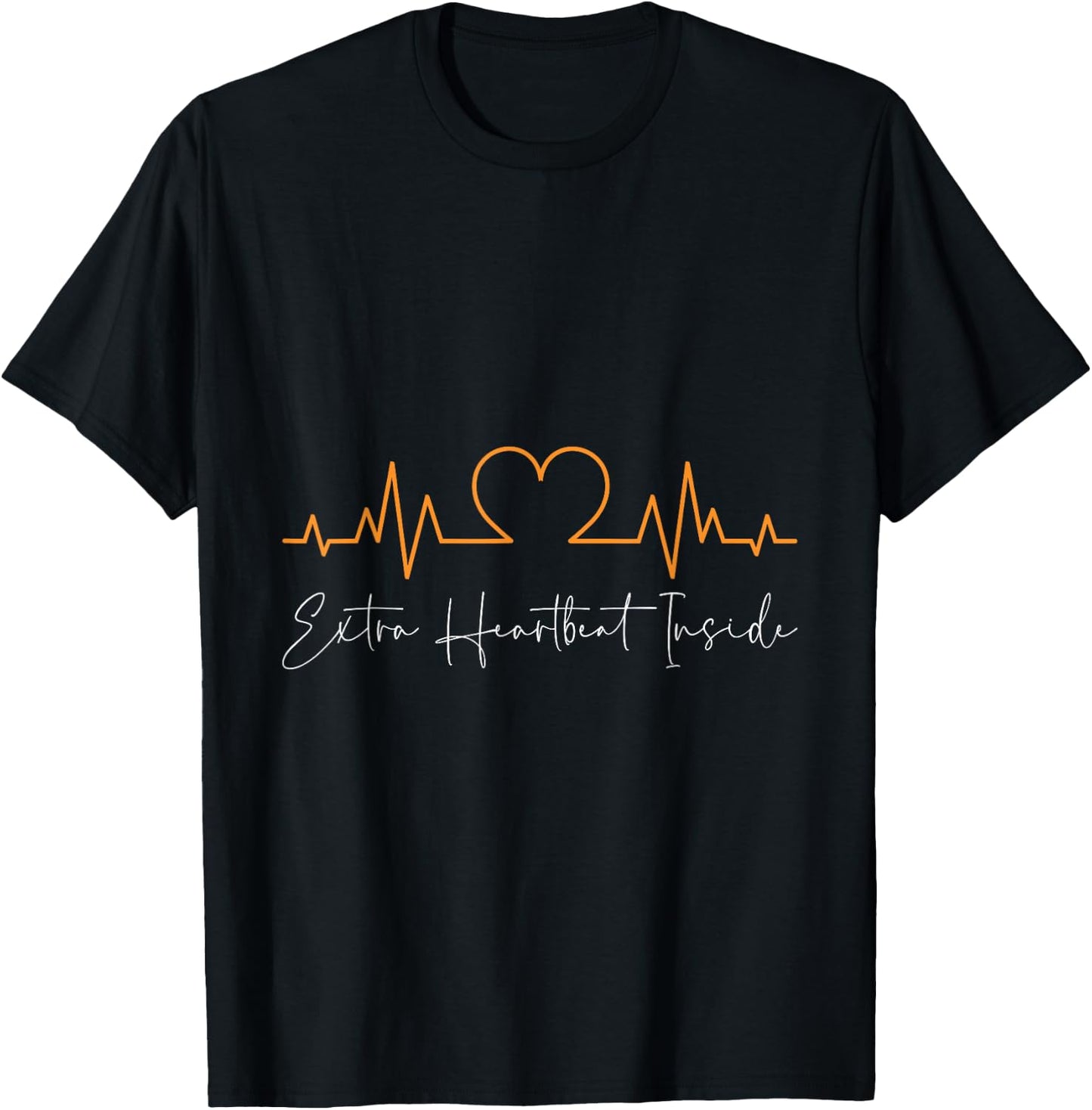 Pregnancy EXTRA HEARTBEAT INSIDE Funny Pregnant T-Shirt - T-Shirt | Black