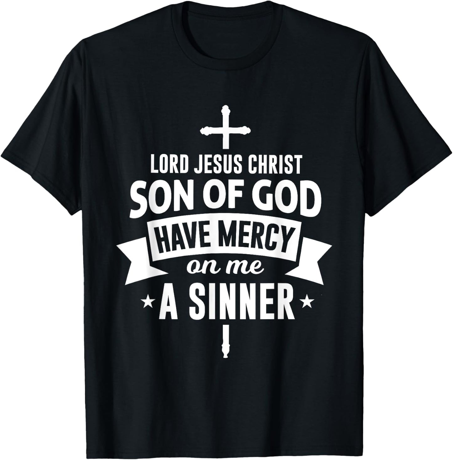 Jesus Prayer - Orthodox & Catholic Christian Crucifix Faith T-Shirt - T-Shirt | Black