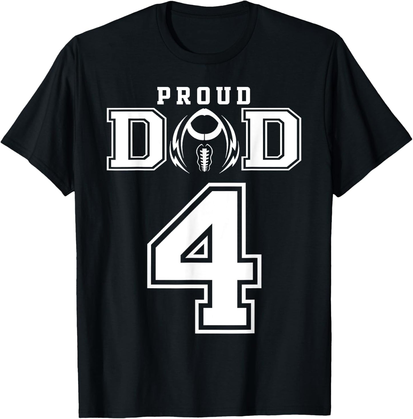 Custom Proud Football Dad Number 4 Personalized T-Shirt - T-Shirt | Black