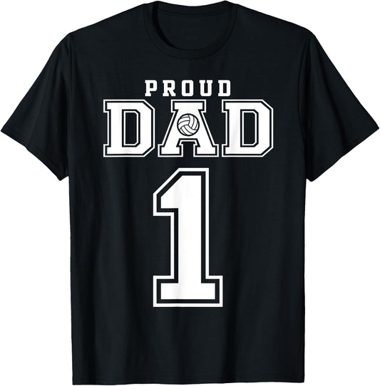 Custom Proud Volleyball Dad Number 1 Personalized T-Shirt - T-Shirt | Black