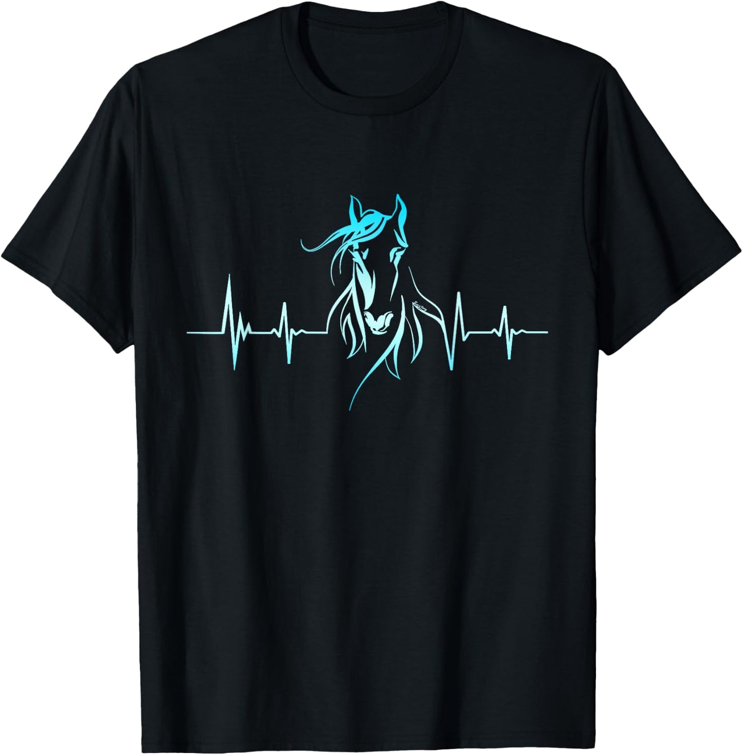 Horse Heartbeat Horse Lover Gifts Women Men Girls Teens T-Shirt - T-Shirt | Black