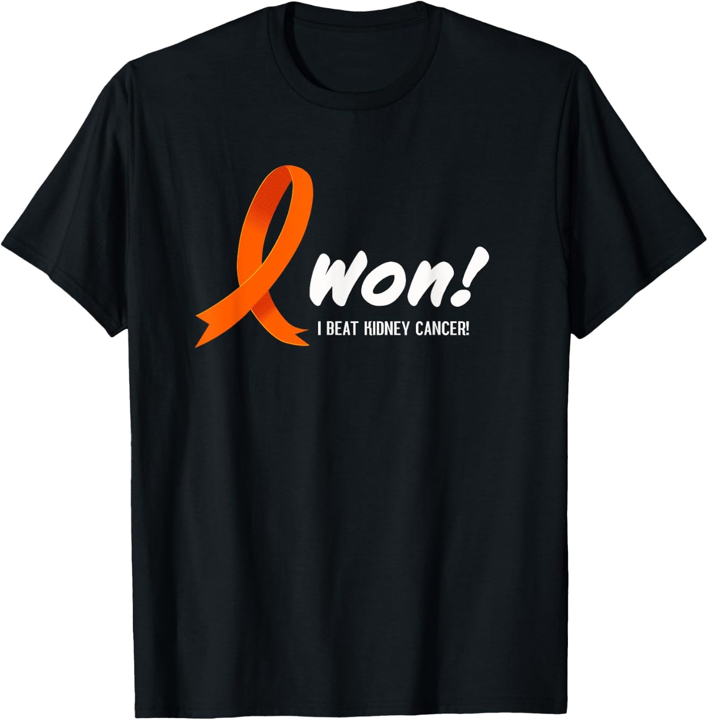 I Beat KIDNEY Cancer. I Won! Orange Ribbon For Survivors T-Shirt - T-Shirt | Black