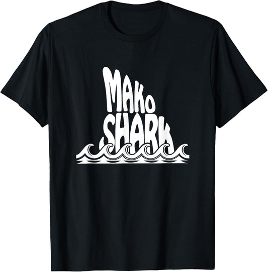 Mako Shark Fin Trendy Fishing Design T-Shirt - T-Shirt | Black