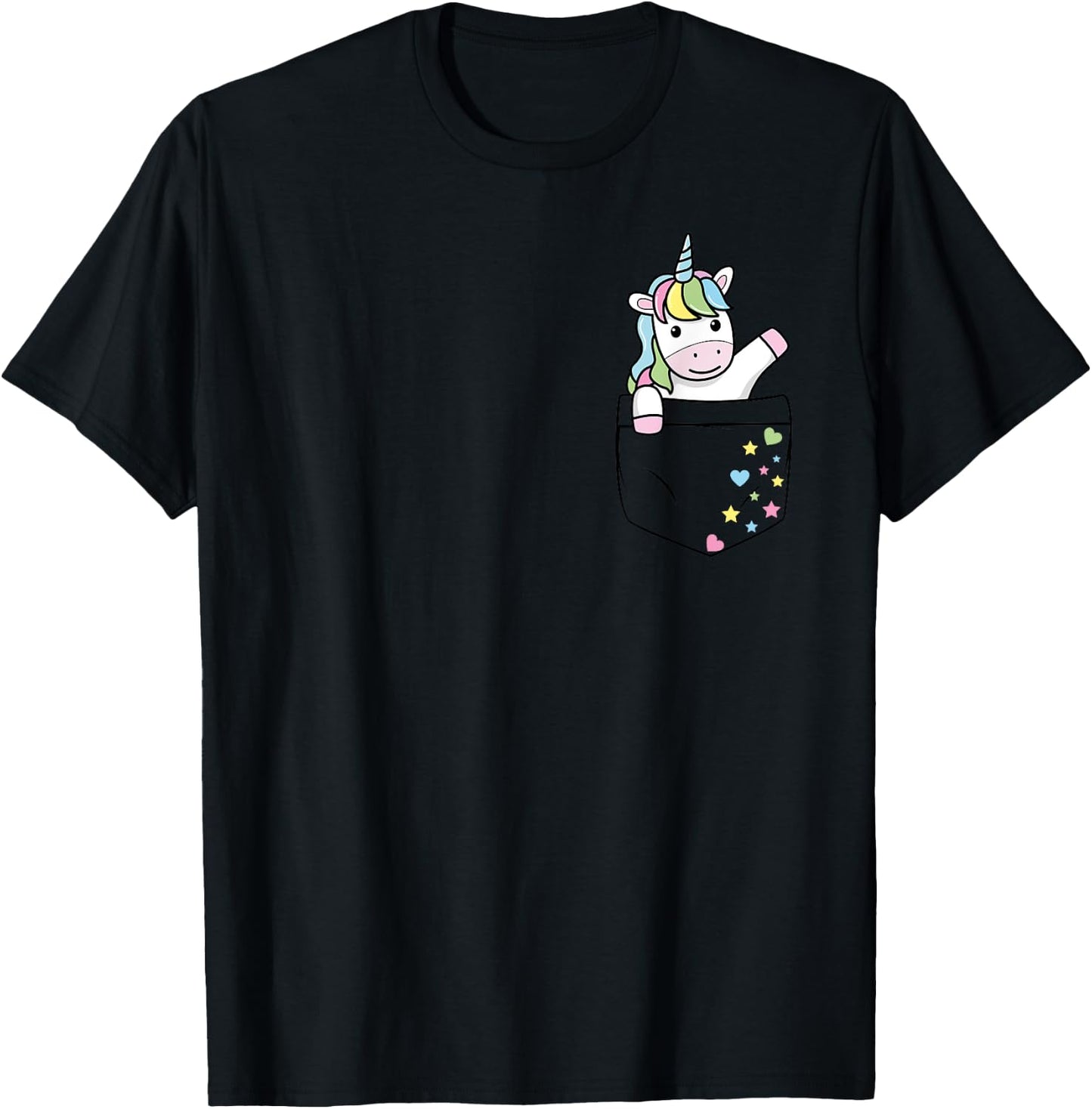 Cute Unicorn in My Pocket colorful pastel Magical Stars Gift T-Shirt - T-Shirt | Black