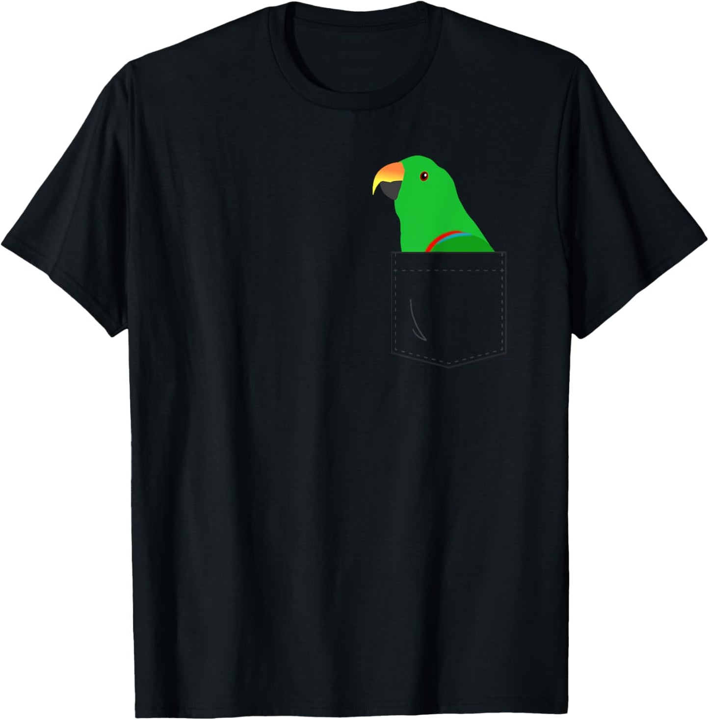 Eclectus Male Parrot, Fake Pocket T-Shirt - T-Shirt | Black