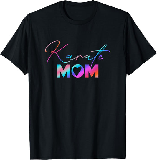 Cute Martial Arts Mother's Day Rainbow Karate Mom T-Shirt - T-Shirt | Black