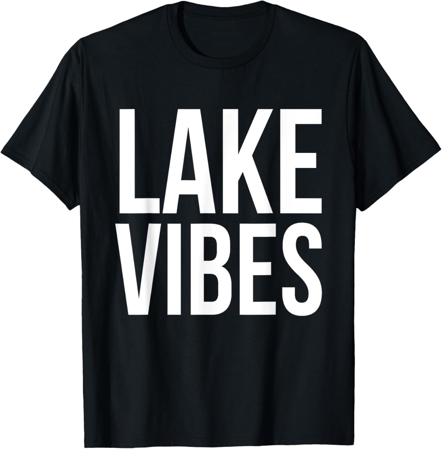Lake Vibes Summer Vacation Boat Fish Swim Fun Family Vacay Men Women Kids T-Shirt - T-Shirt | Black