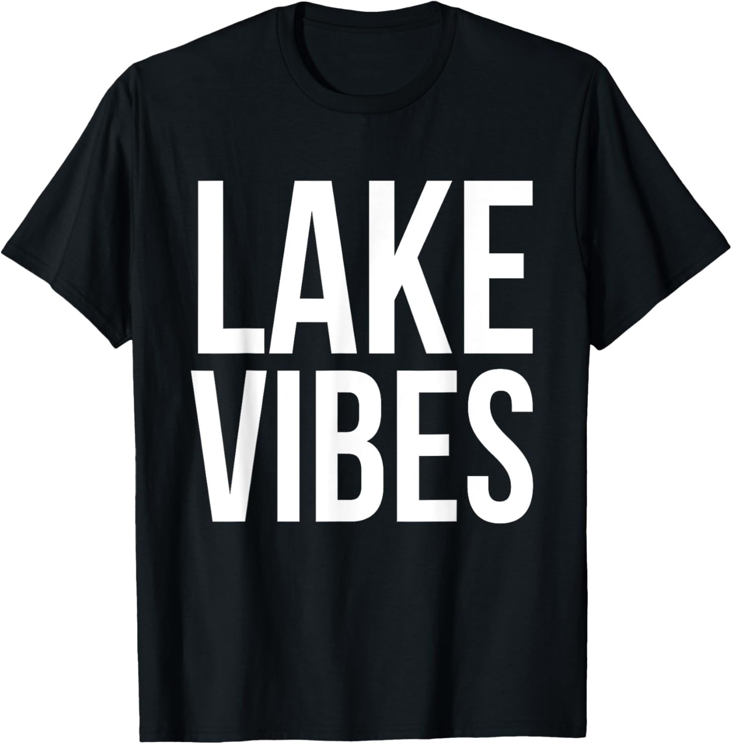 Lake Vibes Summer Vacation Boat Fish Swim Fun Family Vacay Men Women Kids T-Shirt - T-Shirt | Black