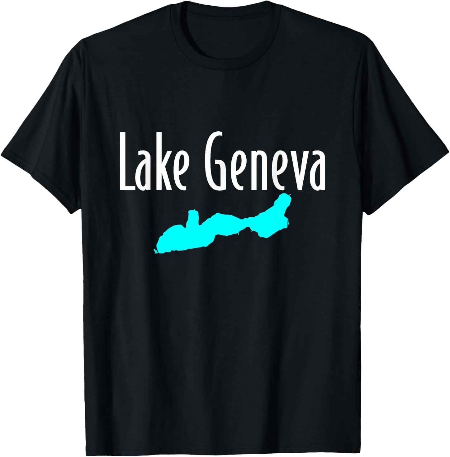 Minimalist Lake Geneva - Wisconsin T-Shirt - T-Shirt | Black