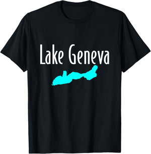 Minimalist Lake Geneva - Wisconsin T-Shirt - T-Shirt | Black