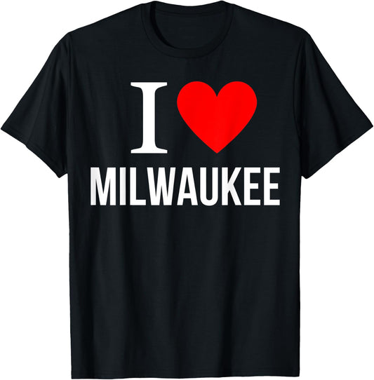I Love Milwaukee Red Heart City T-Shirt - T-Shirt | Black