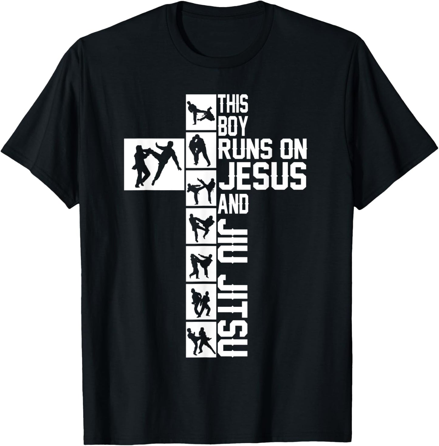 Christian Jiu Jitsu This Boy Runs on Jesus and Jiu Jitsu T-Shirt - T-Shirt | Black