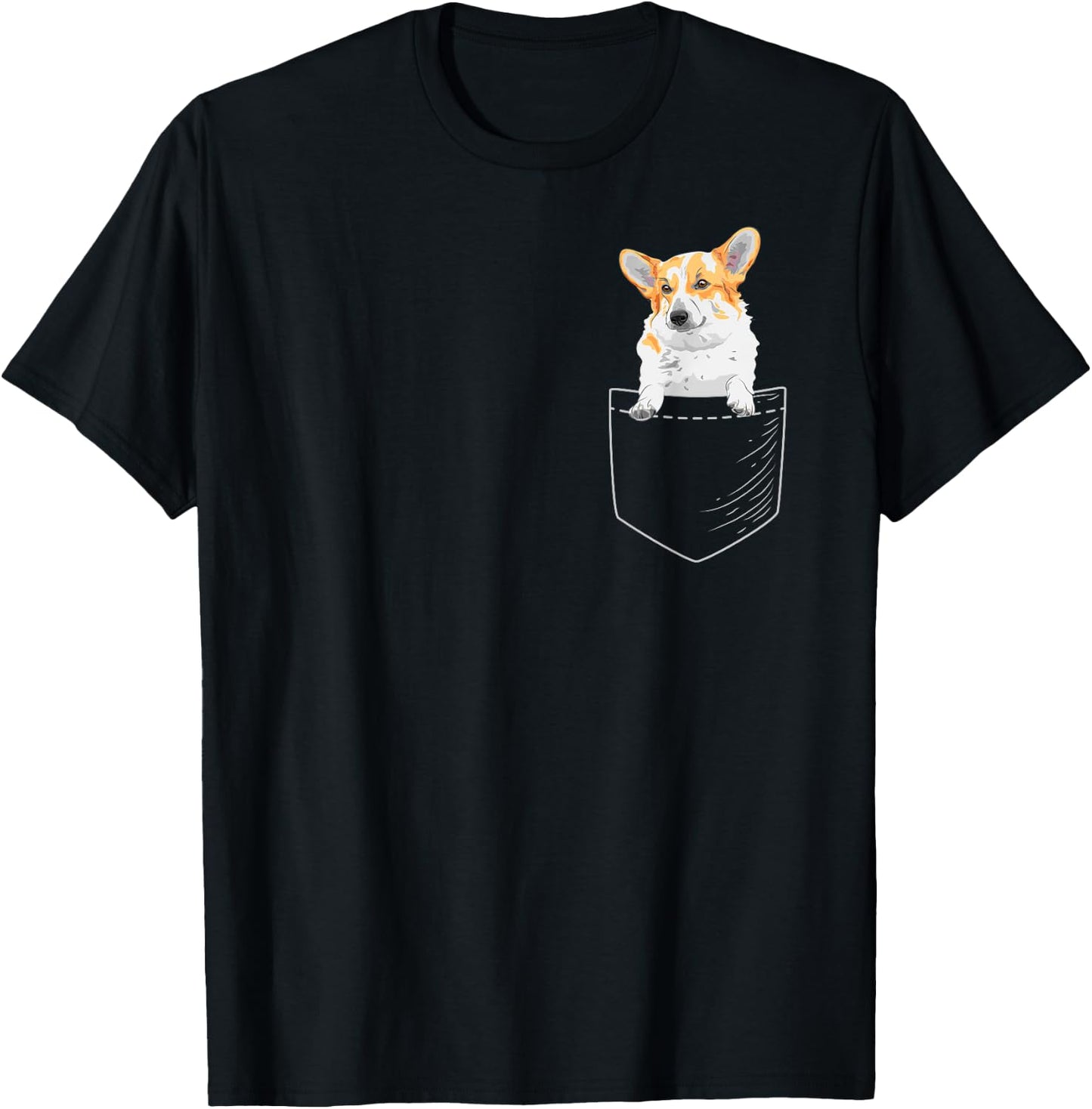 Cute Corgi in Pocket Dog Gift Women Men T-Shirt - T-Shirt | Black
