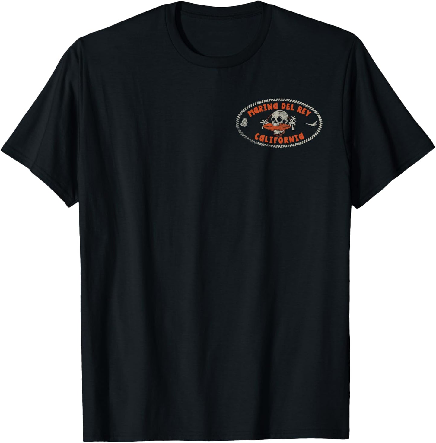 Marina Del Rey California CA Retro Surfer Front & Back T-Shirt - T-Shirt | Black