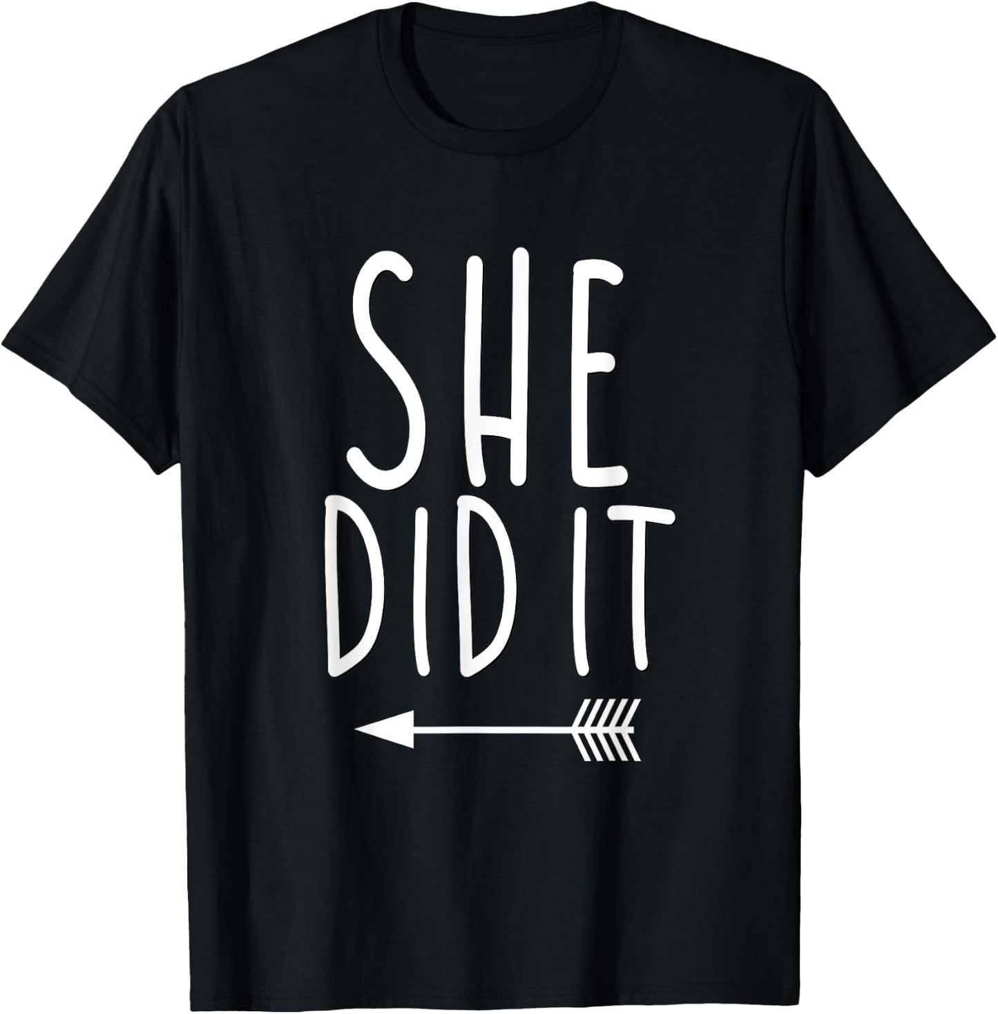 Funny She Did It Shirt Brother Sister Kids Matching Family T-Shirt - T-Shirt | Black