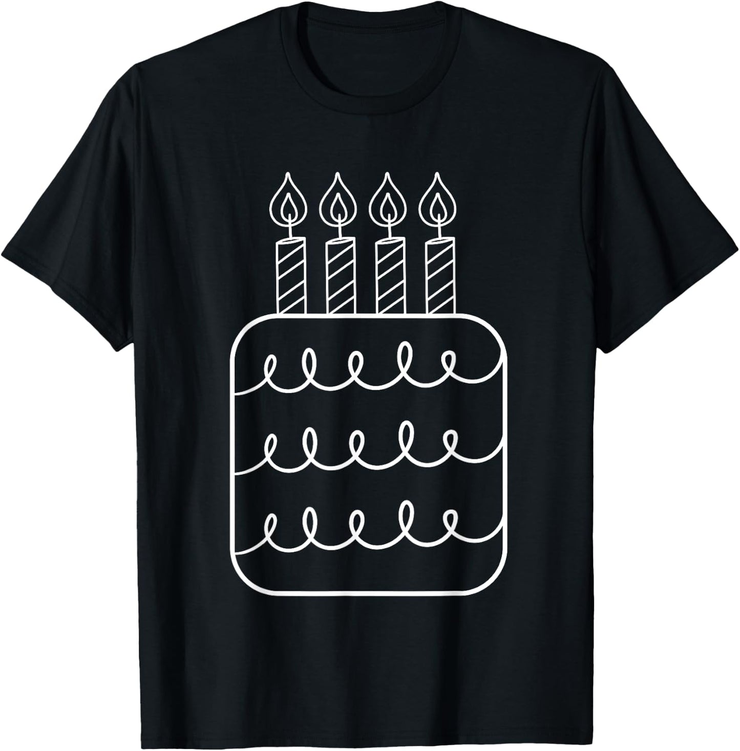 Kids 4th Birthday Cake with Candles Toddler T-Shirt - T-Shirt | Black