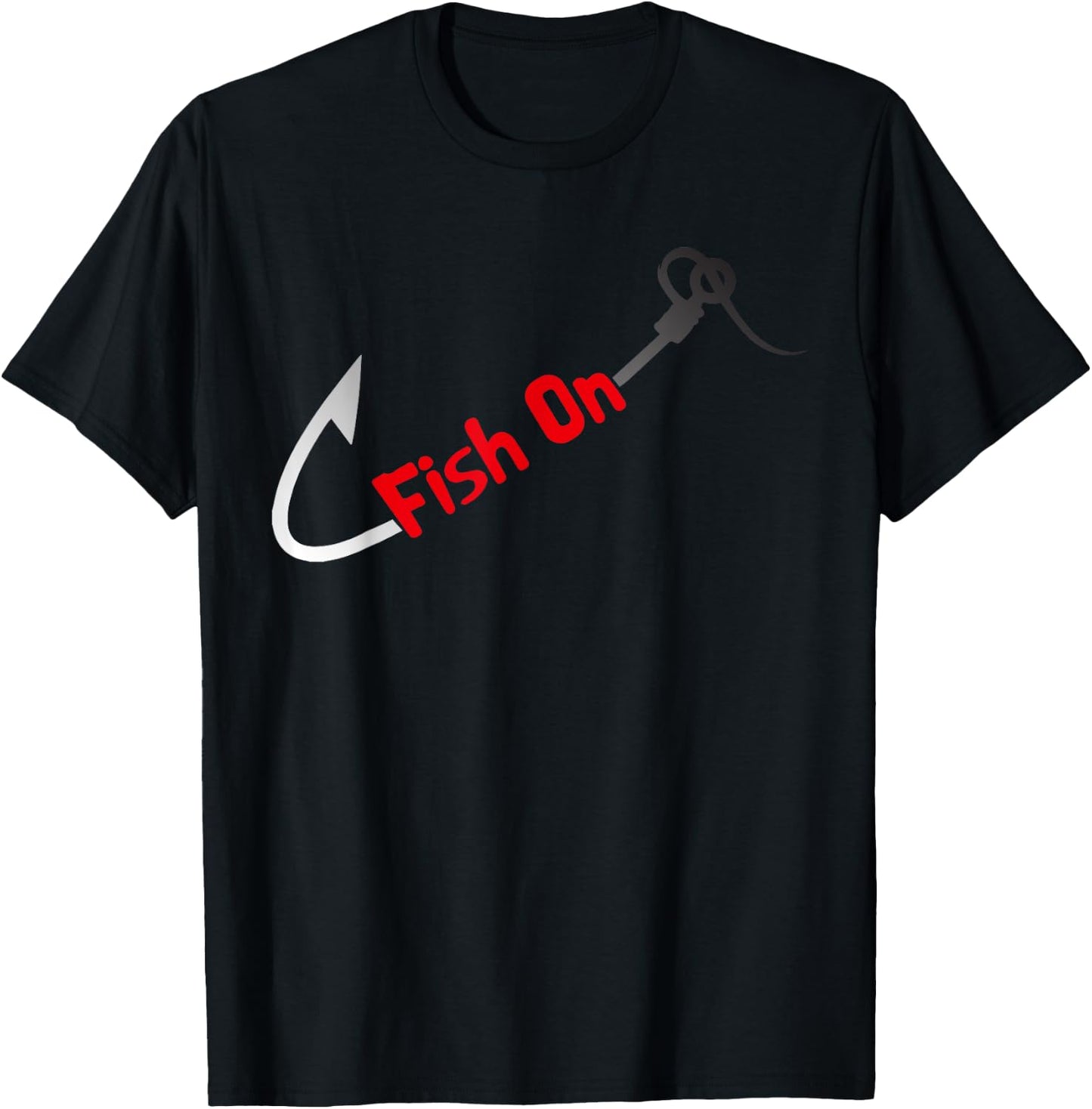 Fish On Fisherman Bass Fish Fishing Hook Joke Funny Quote T-Shirt - T-Shirt | Black