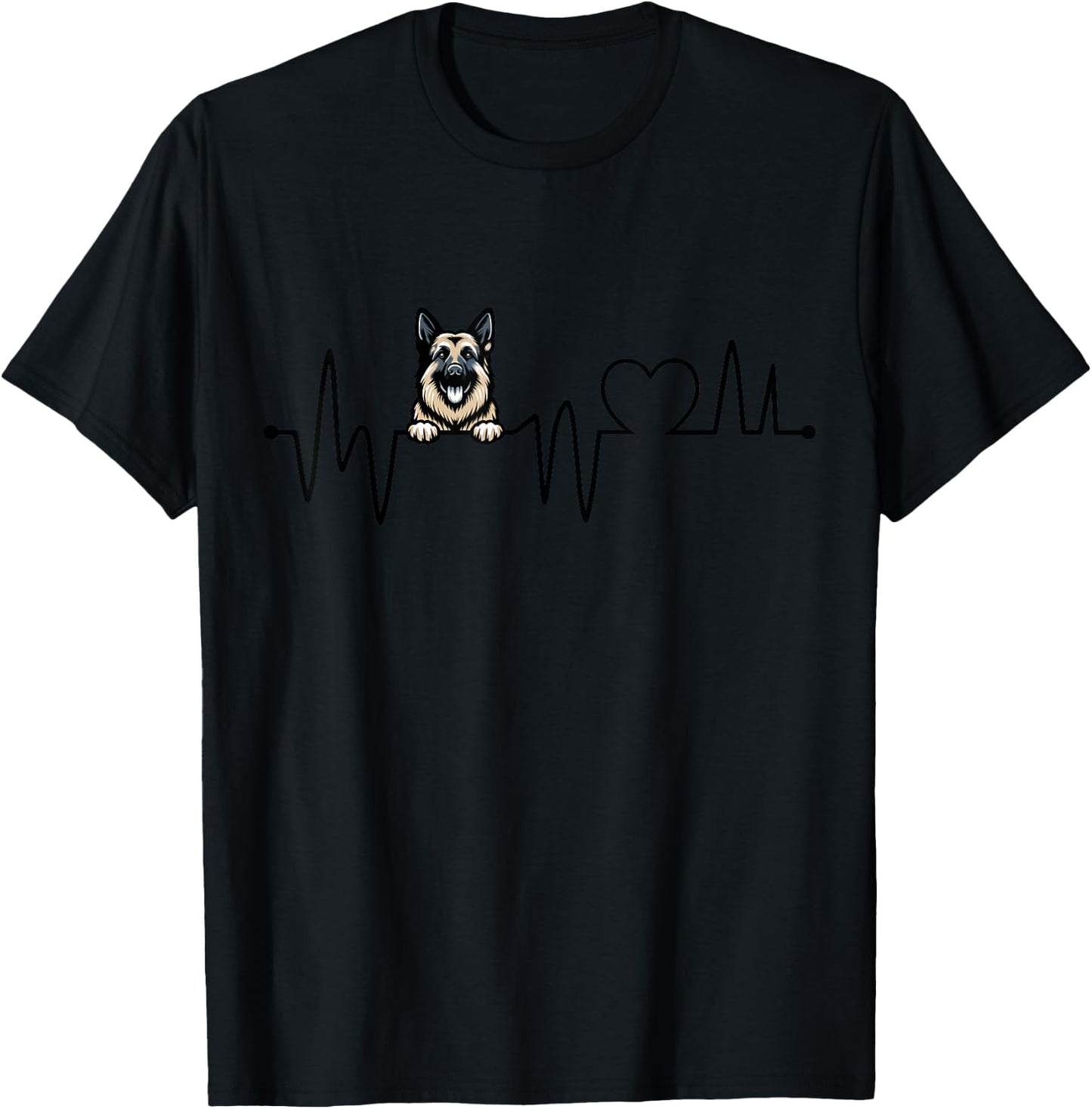 German Shepherd Heartbeat - Men Women Kids GSD Lover T-Shirt - T-Shirt | Black