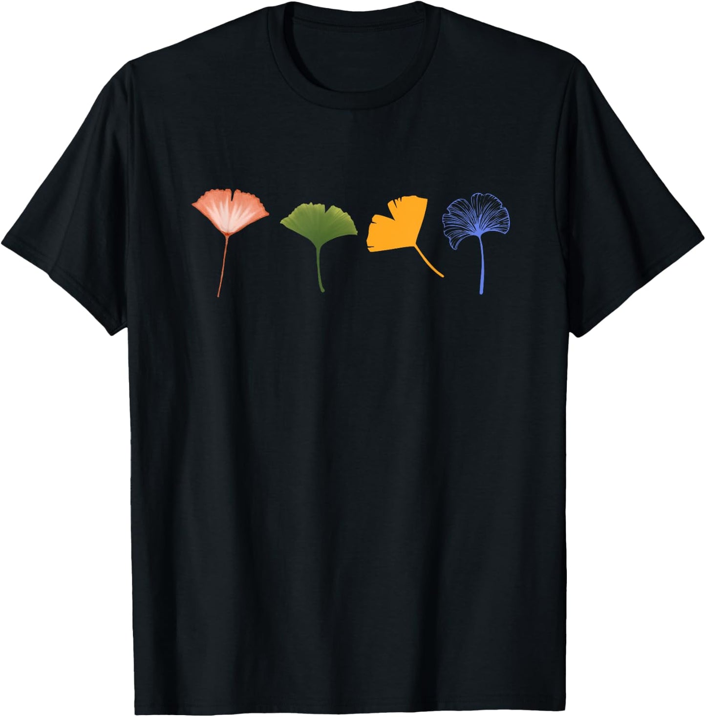 Ginkgo biloba leaves with a minimalist design T-Shirt - T-Shirt | Black