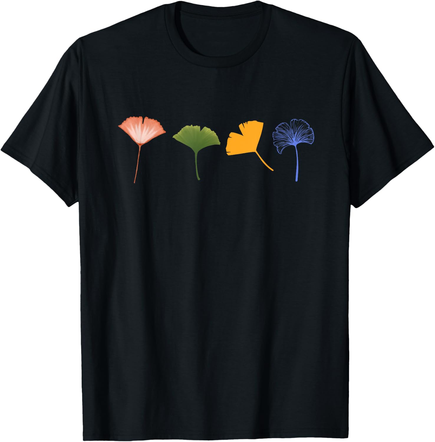 Ginkgo biloba leaves with a minimalist design T-Shirt - T-Shirt | Black
