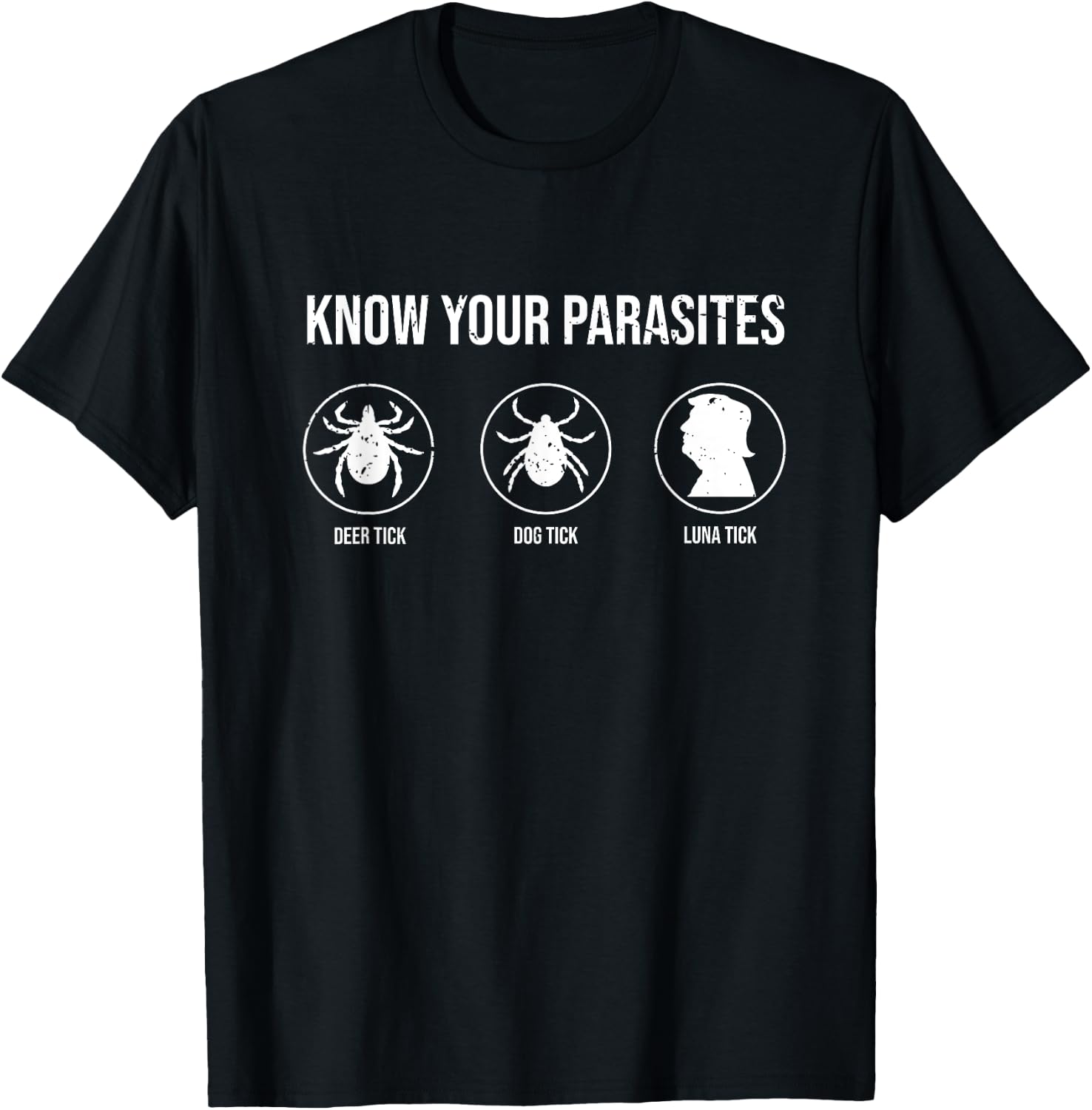 Know Your Parasites Deer Tick Dog Tick Luna Tick Anti-Trump Men Women T-Shirt - T-Shirt | Black