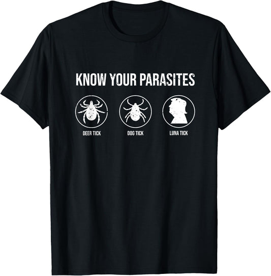 Know Your Parasites Deer Tick Dog Tick Luna Tick Anti-Trump Men Women T-Shirt - T-Shirt | Black