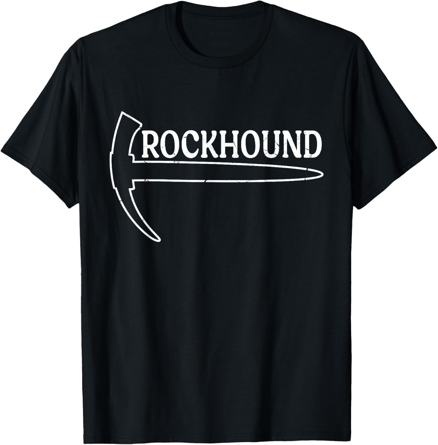 Distressed Rockhound with Rock Pick Graphic Rock Hounding T-Shirt - T-Shirt | Black
