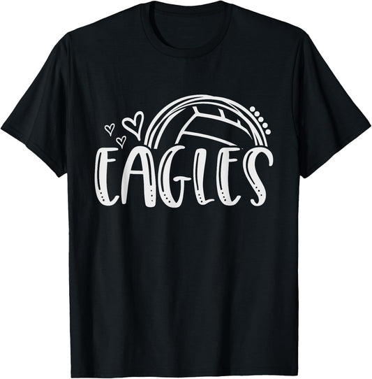 Volleyball Eagle School Sports Fan Team Spirit T-Shirt - T-Shirt | Black