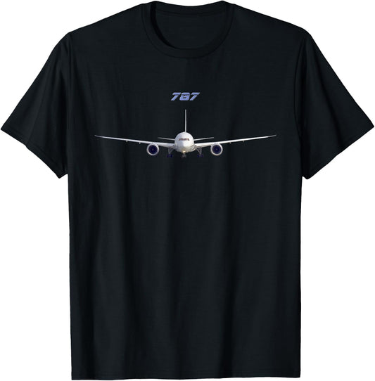 P3- Popular Passenger Planes 787 Passenger Aircraft Front View T-Shirt - T-Shirt | Black
