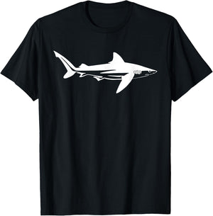 Tiger Shark Silhouette Simple Shark Design T-Shirt - T-Shirt | Black