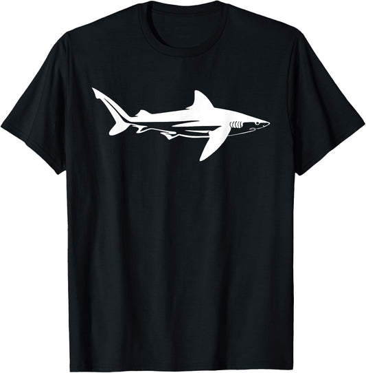Tiger Shark Silhouette Simple Shark Design T-Shirt - T-Shirt | Black