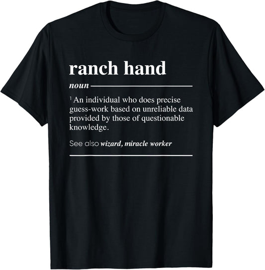 Gifts For Ranch Hand Ranch Hand Definition Funny Noun T-Shirt - T-Shirt | Black
