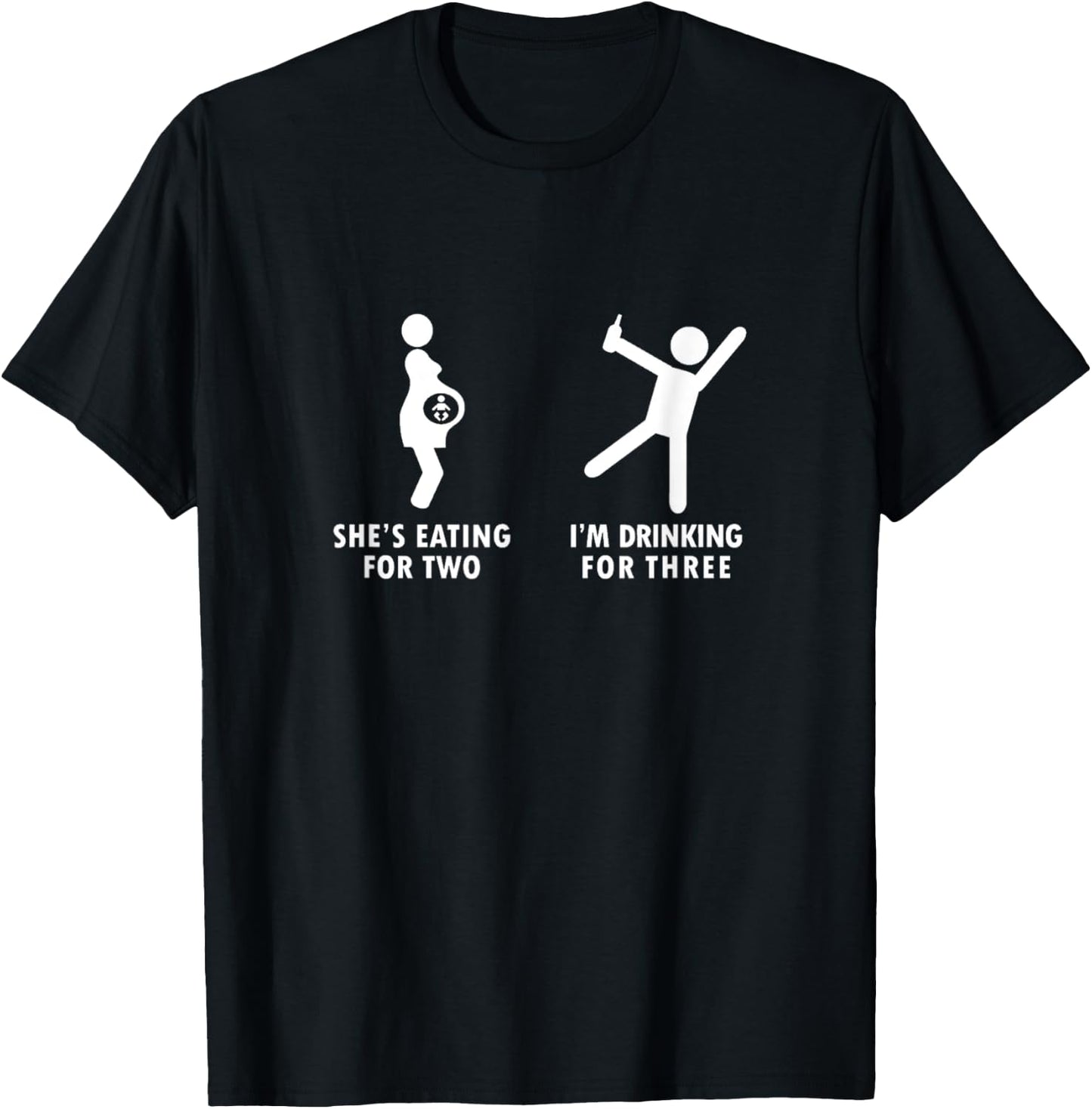 She's Eating For Two I'm Drinking For Three Beer Lovers T-Shirt - T-Shirt | Black