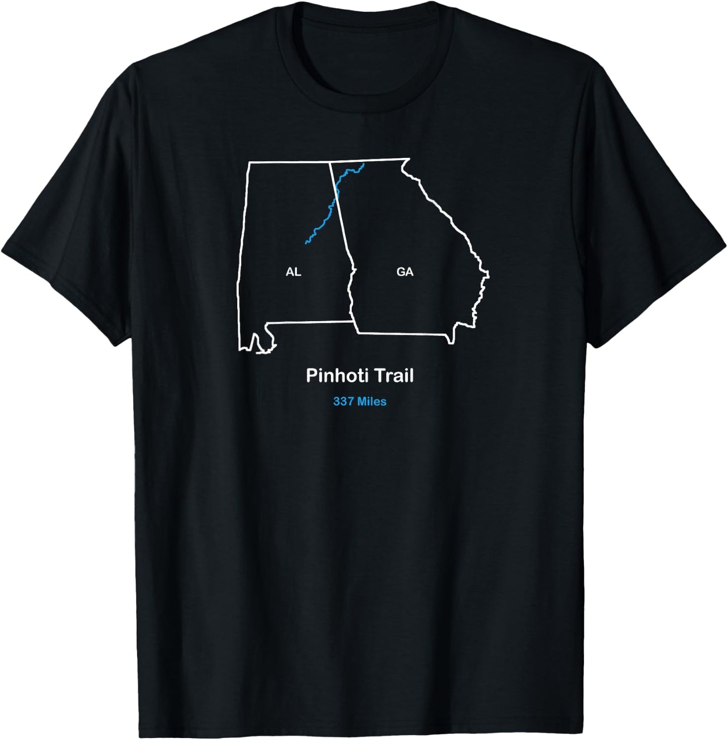 Pinhoti Trail Route Map T-Shirt - T-Shirt | Black