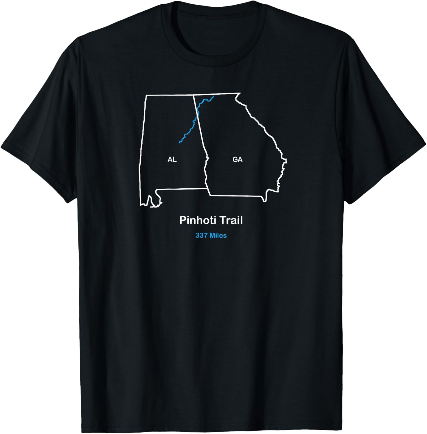 Pinhoti Trail Route Map T-Shirt - T-Shirt | Black