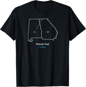 Pinhoti Trail Route Map T-Shirt - T-Shirt | Black