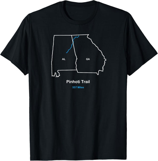 Pinhoti Trail Route Map T-Shirt - T-Shirt | Black